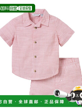 自营janie and jack珍妮和杰克小屋亚麻布配套套装-红色 美国奥莱