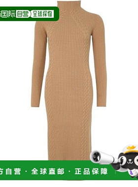 自营欧洲直邮MAXMARA麦丝玛拉 Zella女士驼色羊毛高领长袖中长款