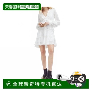 粉白色 自营 V领褶边迷你连衣裙 all 美国奥 saintsZora