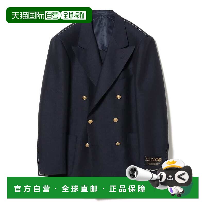 日本直邮BEAMS F男装羊毛混羊驼毛双排扣修身西装外套 2116127301
