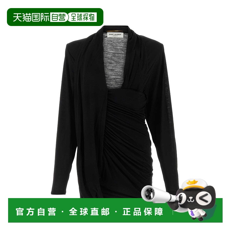 1h可退 香港直邮潮奢 Saint Laurent 圣罗兰 女士 羊毛不对称短款
