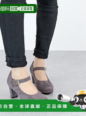 【日本直邮】Liberty Doll女士高跟鞋灰色绒面革粗跟百搭舒适单鞋