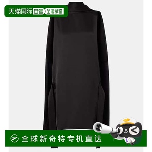 black黑色 1h可退 香港直邮TOTÊME 女士 茧形毛边缎面迷你连衣裙
