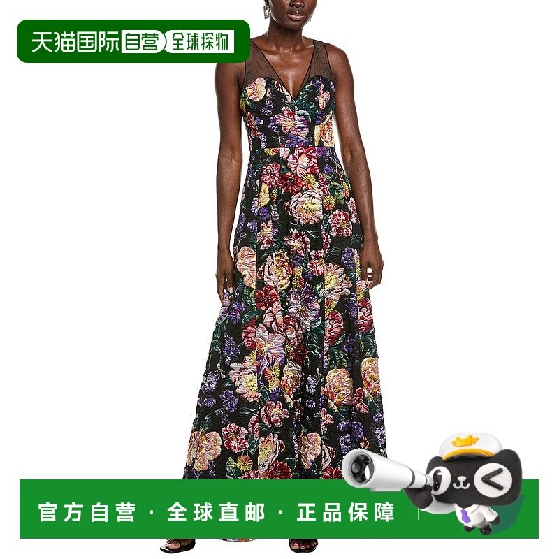 自营Marchesa Notte Jacquard Gown - black 美国奥莱直发