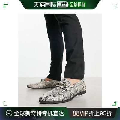 香港直邮潮奢 ASOS 男士snaffle 设计蛇纹仿皮乐福鞋