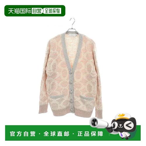 日本直邮中古Coach蔻驰女A级95新cardigan开衫羊毛上衣粉色