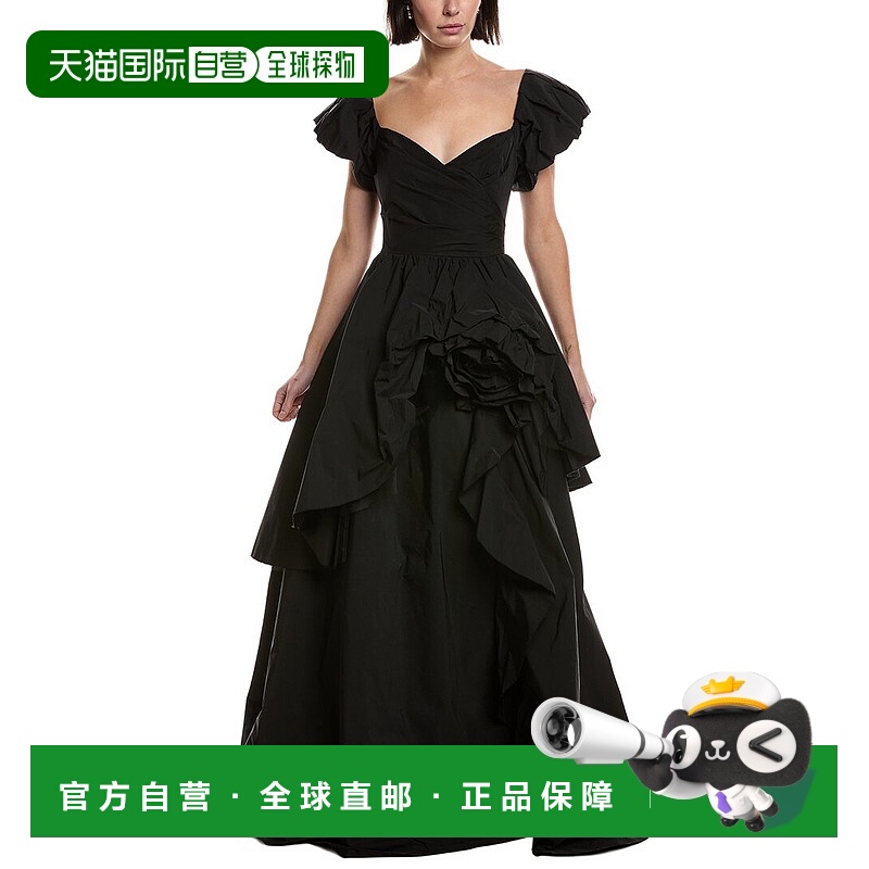 自营Marchesa Notte Taffeta Gown - black 美国奥莱直发