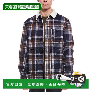 Wool Blend Barn 自营Paisley blue Gray Coat 美国奥莱直发