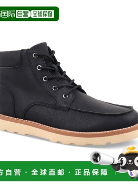 自营Club Room Clifton Chukka Boots男式黑色人造革Moccasin鞋头