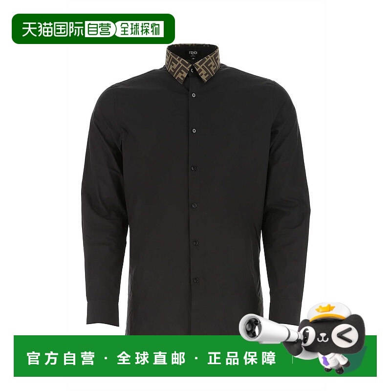 1h可退 香港直邮FENDI 男士衬衫 FS0751A4S6F0QA1 CO 黑色 Black