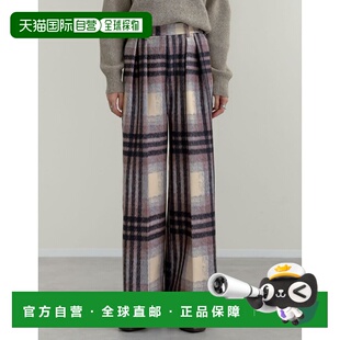 1h可退 日本直邮Re:EDIT 女装 加绒舒展格纹阔腿裤 宽松高腰秋冬