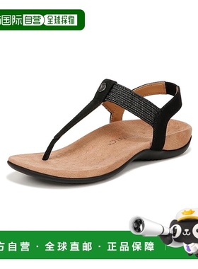 自营 VIONIC女式Brea脚踝带跟凉鞋-黑色Nbck皮革-黑色 美国奥莱直