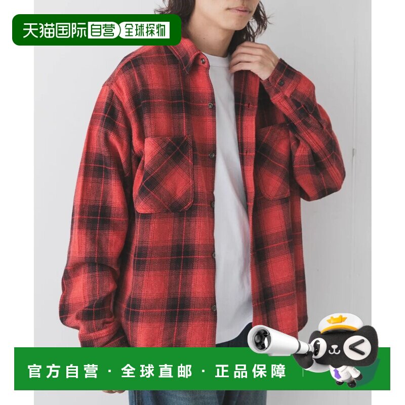 日本直邮URBAN RESEARCH Sonny Label 大格纹染色长袖衬衫 红色
