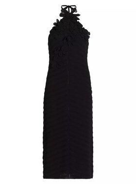 Figue|Ayellet 贴花挂脖毛衣连衣裙