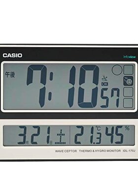 日本直邮卡西欧电波电子钟白色温度湿度日历显示挂坐两用