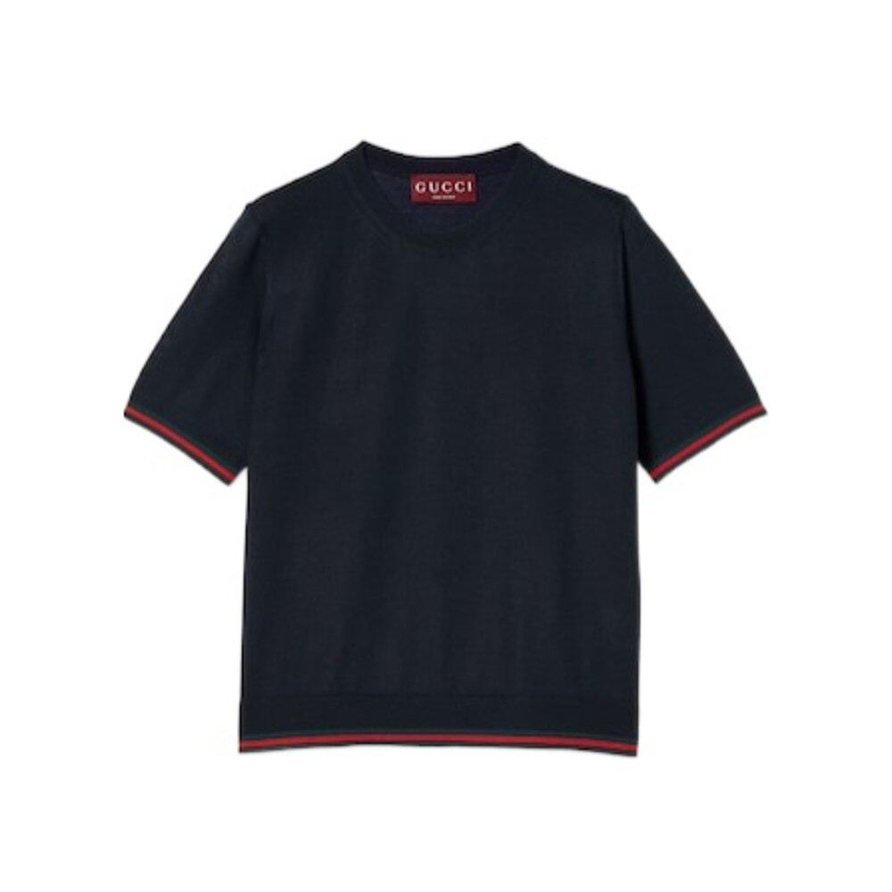 GUCCI 女士T恤 820687XKELW4027 SS2025 黑色 圆领T恤