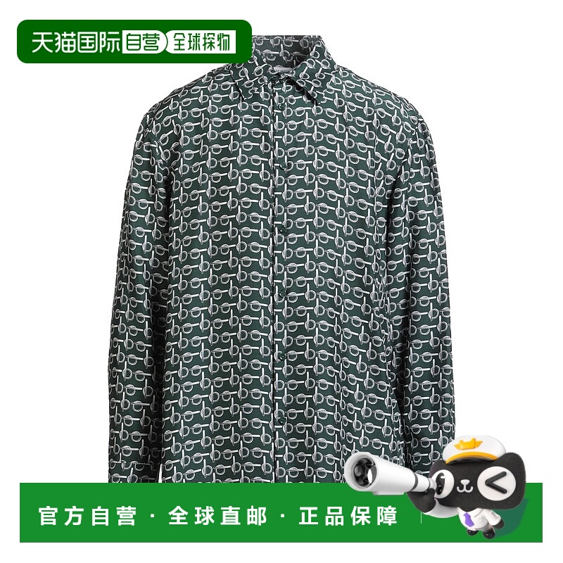 香港直邮Burberry 巴宝莉 男士 花纹衬衫 green绿色 舒适时尚