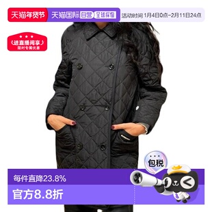 自营欧洲直邮BURBERRY博柏利女士字母印花翻领双排扣棉服新年礼物