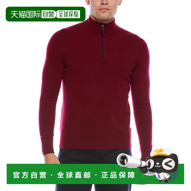 自营Quinn Cashmere 1/4-Zip Mock Neck Sweater - red 美国奥莱