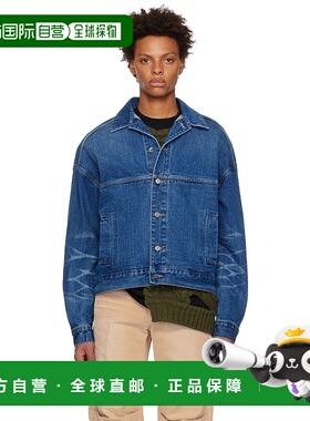 香港直邮We11Done 男士 蓝色印花牛仔夹克 WDDJ322376U