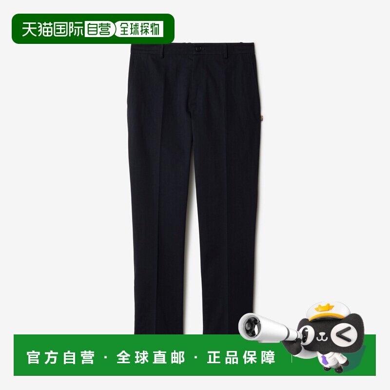 自营欧洲直邮Burberry博柏利 男士海军蓝棉马术骑士徽标长裤男装