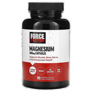 香港直邮Force Factor，镁，500 毫克，90 粒植物胶囊甘氨酸镁