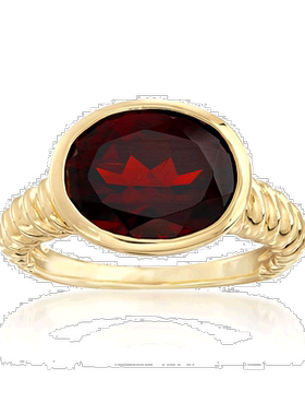 自营Ross-Simons 18kt 黄金椭圆形石榴石戒指 - 红色 美国奥莱直