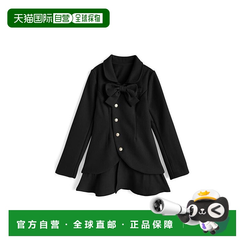 日本直邮日潮 GRL带蝴蝶结喇叭形拼接伞摆迷你外套ru1380羊毛