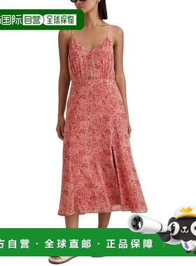自营Reiss Olivia Printed Strappy Midi Dress - red 美国奥莱直