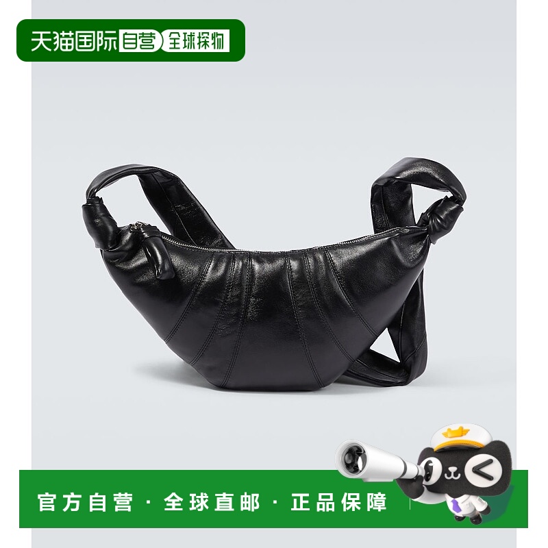香港直邮Lemaire 男士 牛角包形小号皮革肩包 BLACK男包新款黑色