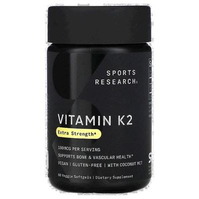 香港直邮Sports Research,维生素 K2，特强型，180 微克，60 粒素