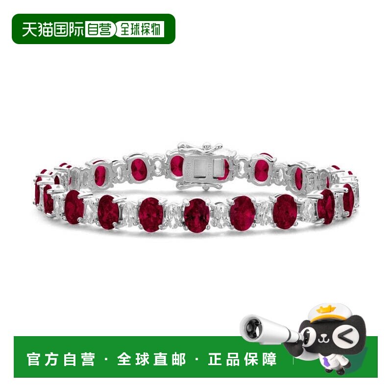 自营genevive纯银彩色方晶锆石网球手链 - 红色 美国奥莱直发
