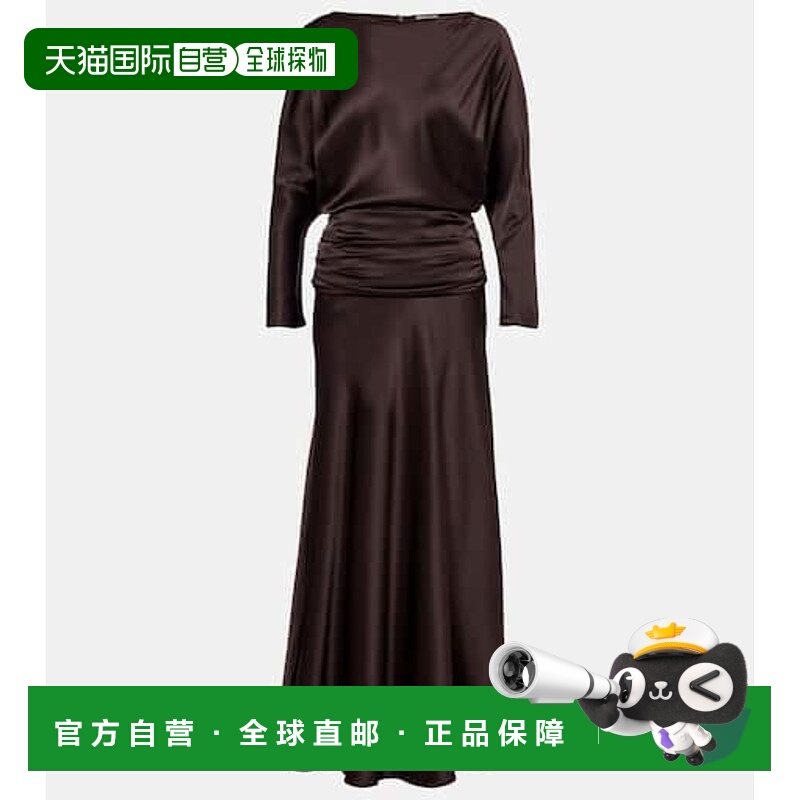 1h可退 香港直邮Staud 女士 Freda 褶皱真丝混纺睡裙 brown棕色