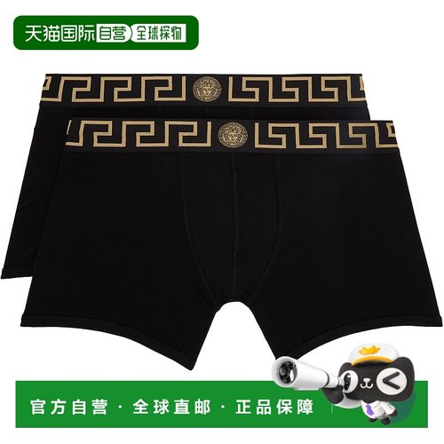 1h可退 香港直邮潮奢 versace 范思哲 男士 两件装黑色 Greca Bor