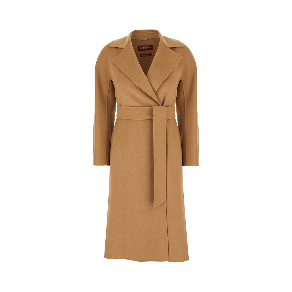 潮奢 MaxMara 麦斯玛拉 女士 驼色羊毛混纺大衣 CLES024
