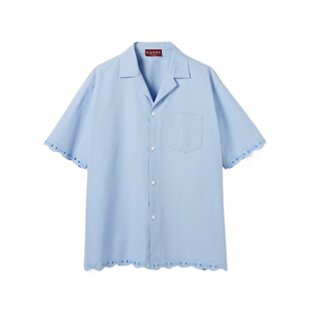 833313Z7AUX4850 衬衫 AW2025 蓝色 GUCCI 棉质保龄球衫 男士