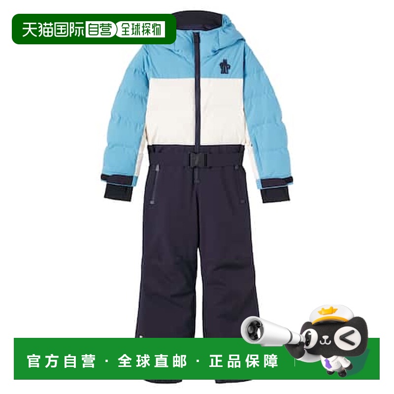1h可退 香港直邮moncler 男童 down 色块滑雪服童装 blue蓝色 舒
