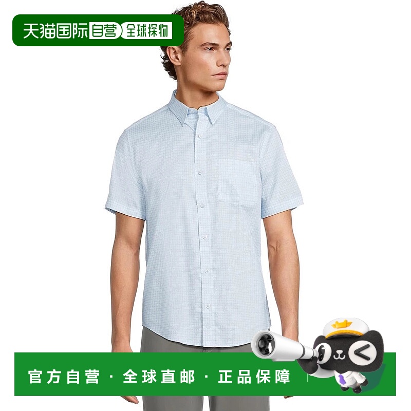 自营Johnston & Murphy Shirt Men's Blue Check Regular Fit But