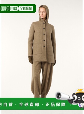 自营欧洲直邮Loro Piana 女士灰绿色婴儿羊绒大衣