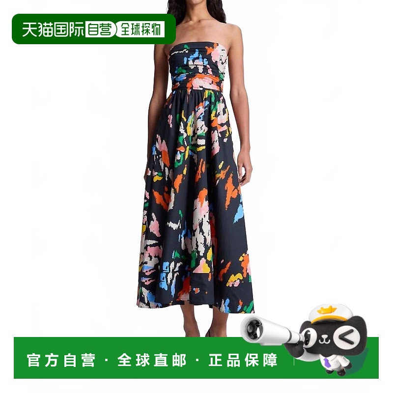自营a.l.c.Tate Strapless Printed Midi Dress In Black Multi -