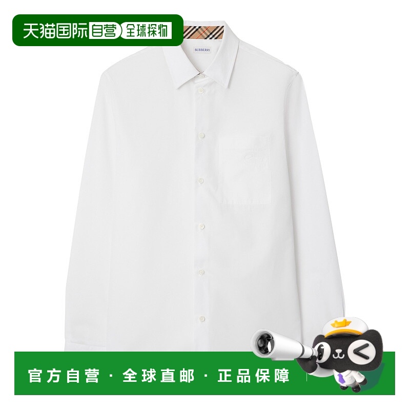 香港直邮BURBERRY 男士衬衫 8113135WHITE AW2025 白色 CHECK DET
