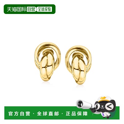 自营Ross-Simons Italian 18kt Gold Over Sterling Knot Clip-On