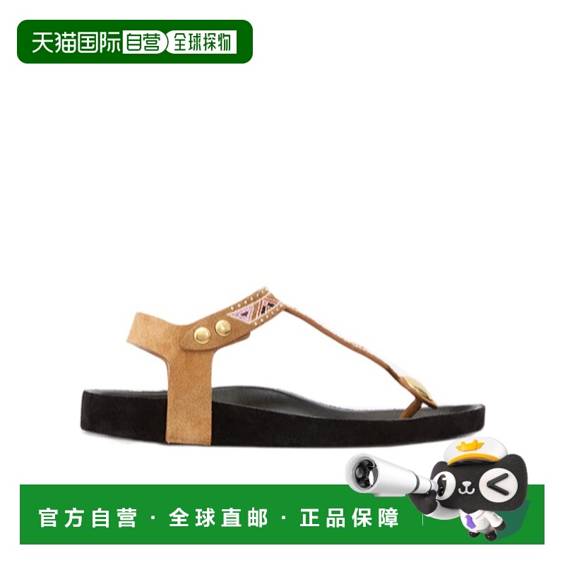 香港直邮Isabel Marant 刺绣铆钉平底凉鞋 SD0115FCC2A01S牛皮