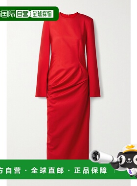 1h可退 香港直邮潮奢 The Row 女士 Lucienne 褶皱羊毛混纺中长连