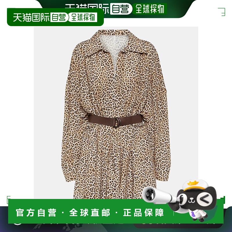 1h可退 香港直邮NORMA KAMALI 诺玛 卡玛丽 女士 豹纹乔其纱衬衫