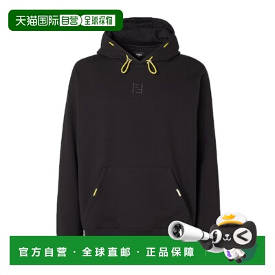 香港直邮FENDI 男士卫衣 FY1356AYY0F0QA1 SS2026 黑色 长袖连帽