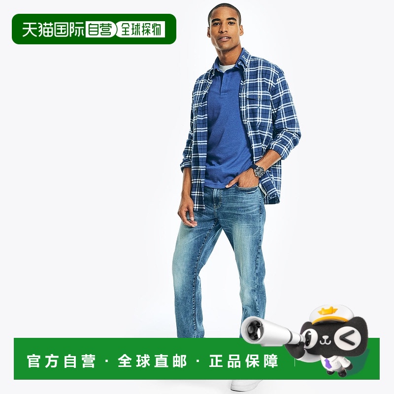 自营 Nautica Mens Slim Fit Interlock Polo 美国奥莱直发诺帝卡