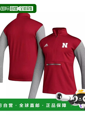 1h可退 【美国直邮】adidas Nebraska Huskers Team 男士红色灰色