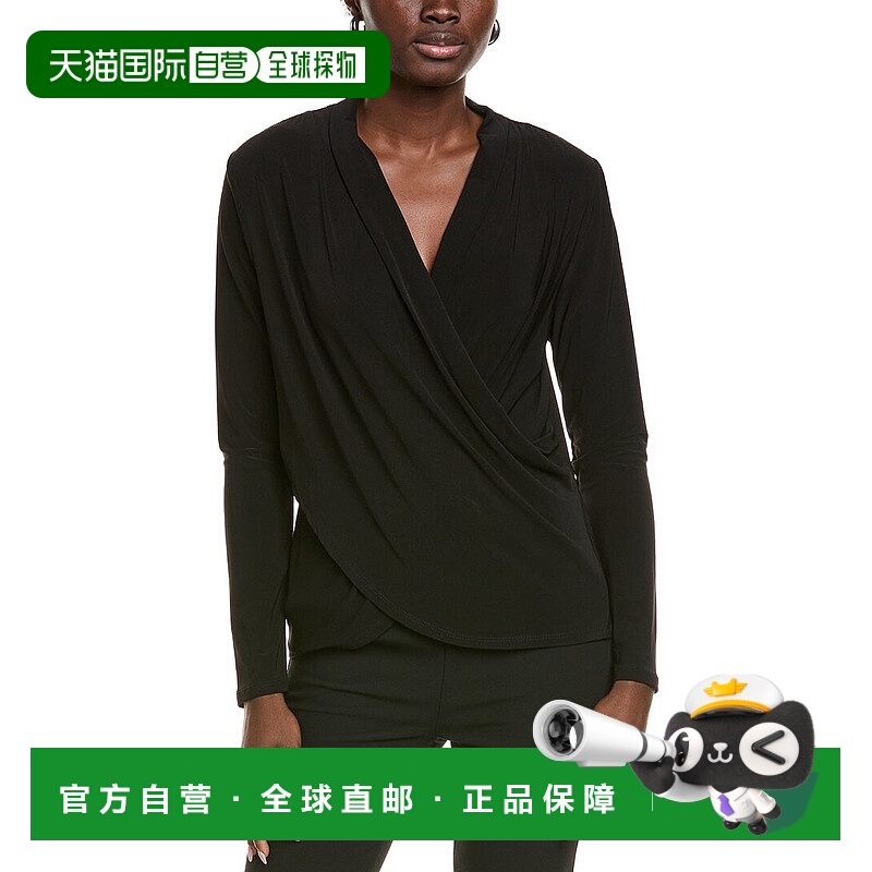自营Vince Camuto Wrap Top - black 美国奥莱直发上衣女装