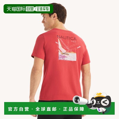 自营Nautica Mens Coastal Sailing Graphic T-Shirt - cardinal